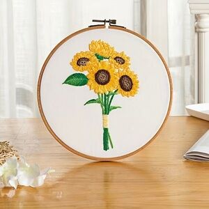 Sunflower Embroidery Hoop DIY Kit